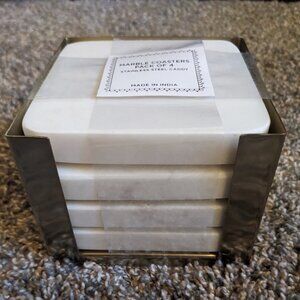 NWT White Marble Coasters 4 Pack